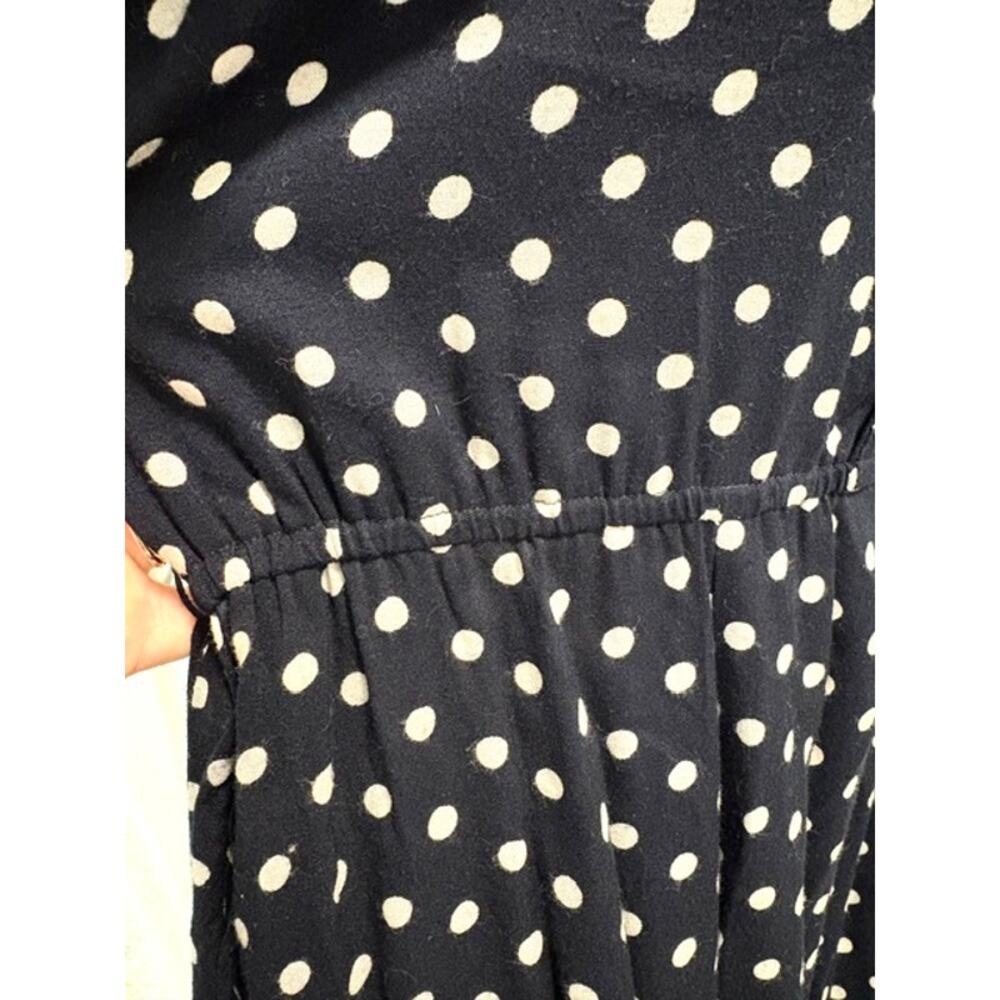 Orvis Polka Dot Midi Shirt Dress Size 6 Navy Blue Rayon Button Front Pockets - Picture 9 of 13